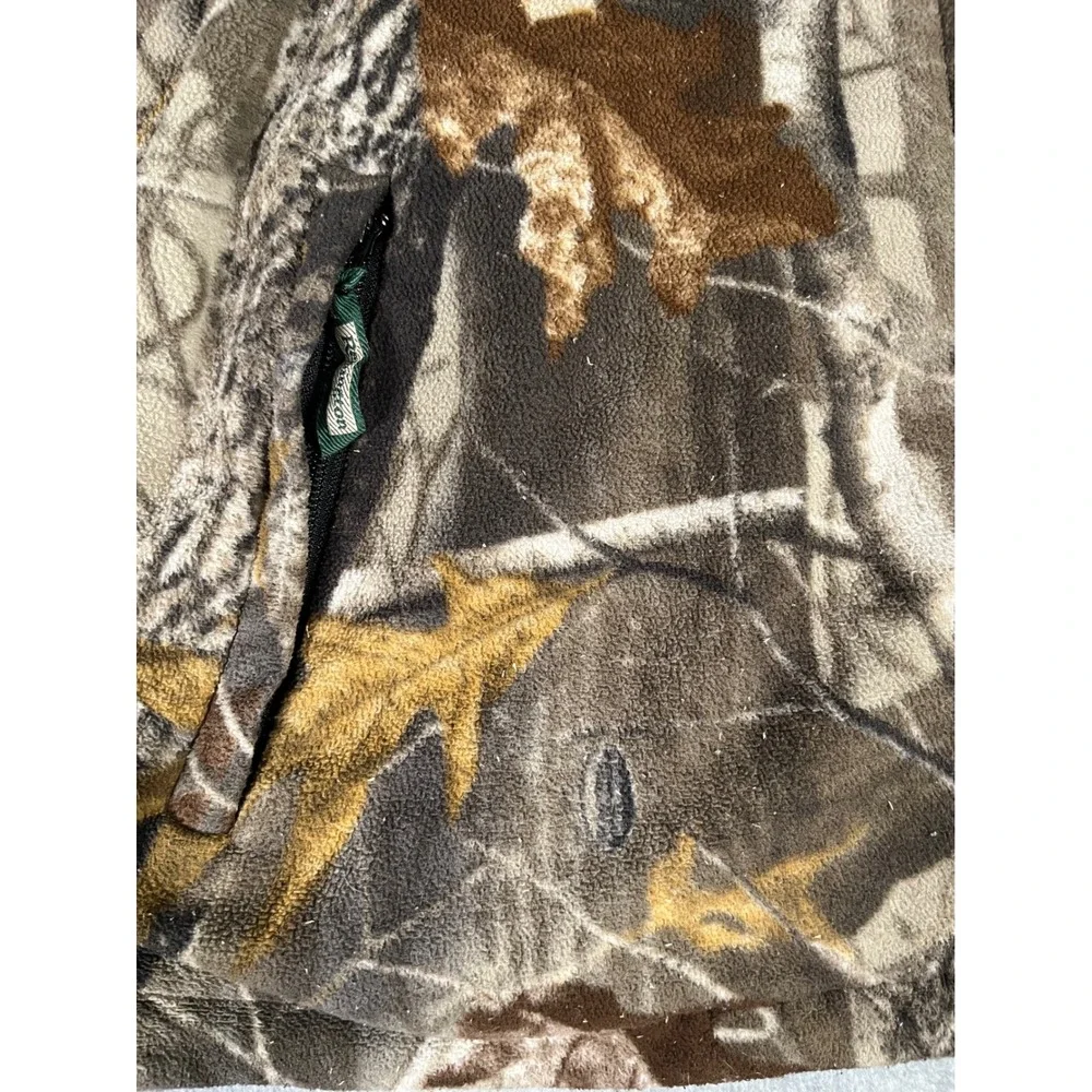 Remington Mens Camo Fleece Jacket Full Zip Mesh Lined Hunting Brown Green XL